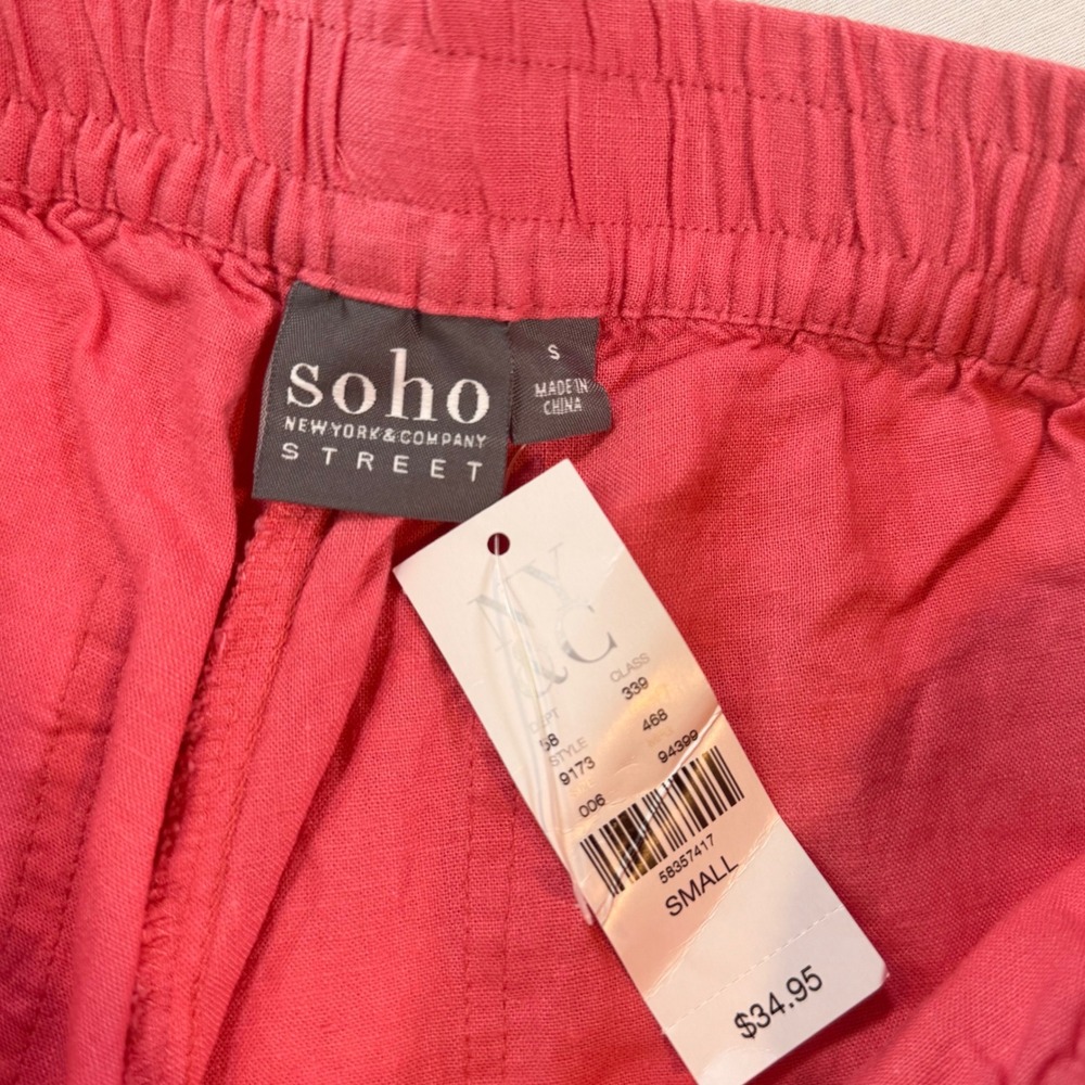 NWT Soho New York & Company Linen Blend Shorts Women S Coral 4" Inseam Preppy - Picture 3 of 8